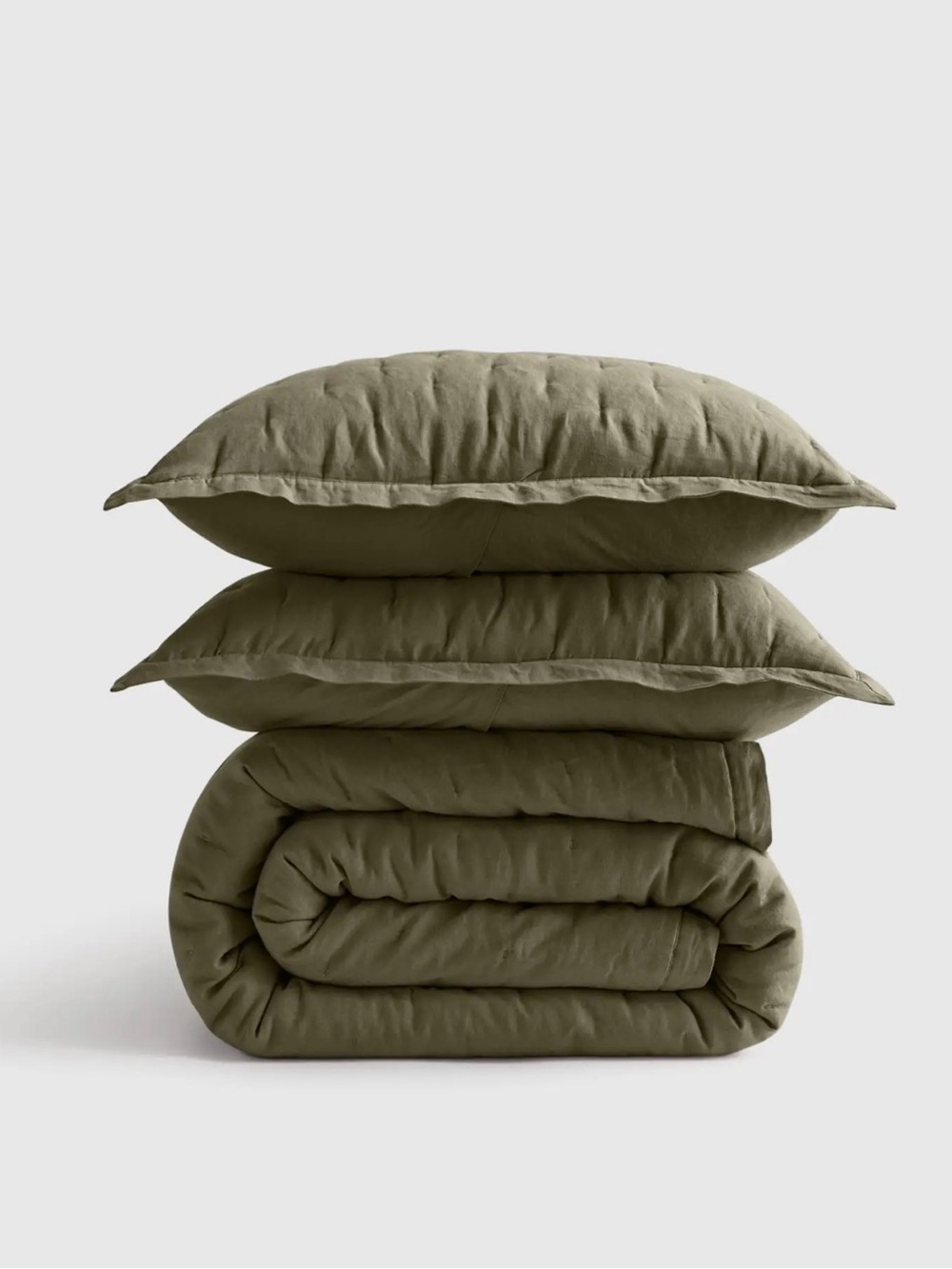 NWOT Quince Dusty Olive European Linen Dream Quilt and Shams Set Retail 234 - Picture 5 of 7